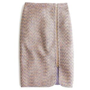 J. Crew Metallic Sparkle Tweed Zipper Skirt